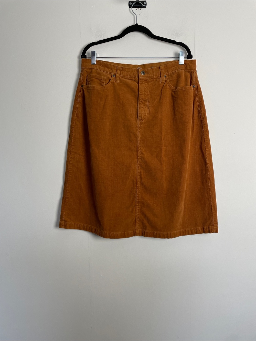 St John Bay Women's 16 Corduroy 5 Pocket Retro A-Line Preppy Skirt Rust Orange